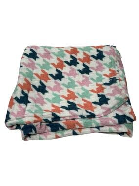 Tula Houndstooth Muslin Bamboo Baby Blanket Orange Pink Navy Blue Mint Green